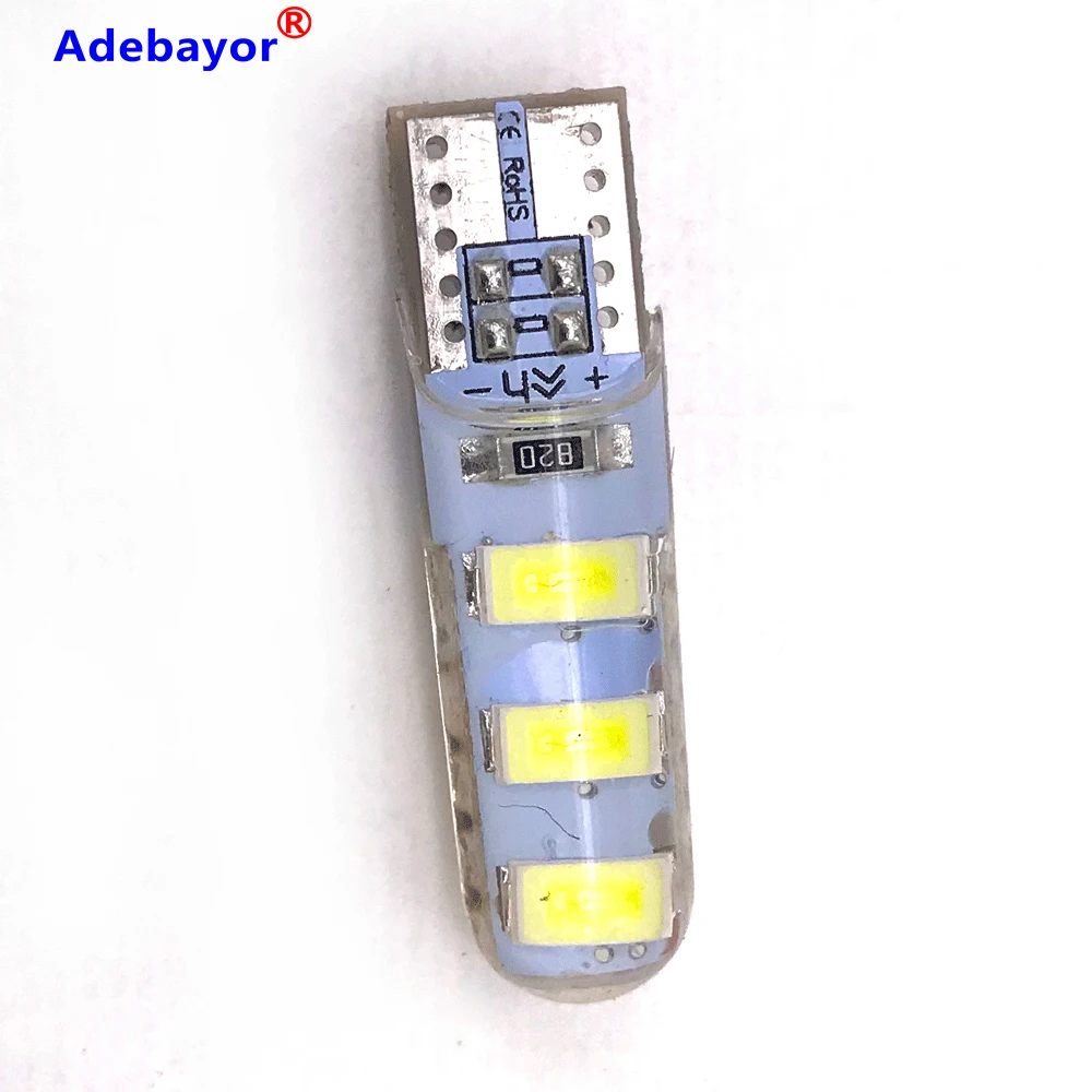 200 шт. Оптовая Продажа T10 силиконовый чехол 6 SMD 5630 LED Автомобильный купол свет W5W 194