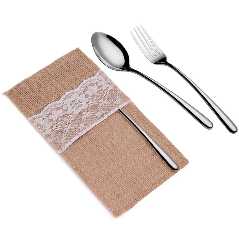 Burlap Cutlery Holder Lace Tableware Packaging Pouch Fork Spoon Knife Pocket Bag For Table Rustic Wedding Party Decoration
Burlap Cutlery Holder Lace Tableware Packaging Pouch Fork Spoon Knife Pocket Bag For Table Rustic Wedding Party Decoration