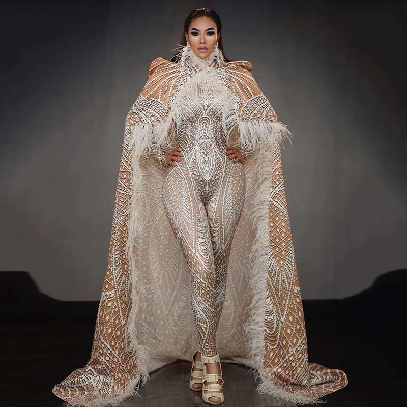 3D Printing Stretch Leotard Jumpsuit Long Feather Cloak Rave Outfit Men Gogo Dancer Costume Female Singer Stage Wear DT1713
3D Printing Stretch Leotard Jumpsuit Long Feather Cloak Rave Outfit Men Gogo Dancer Costume Female Singer Stage Wear DT1713