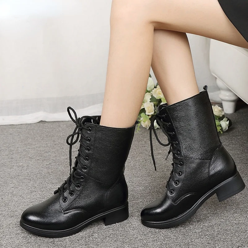 Whnb Plus Size 35-41 Genuine Leather Boots Women Motorcycle Boots Autumn Winter Mid Calf Black Square Heel Women Shoes
Whnb Plus Size 35-41 Genuine Leather Boots Women Motorcycle Boots Autumn Winter Mid Calf Black Square Heel Women Shoes
