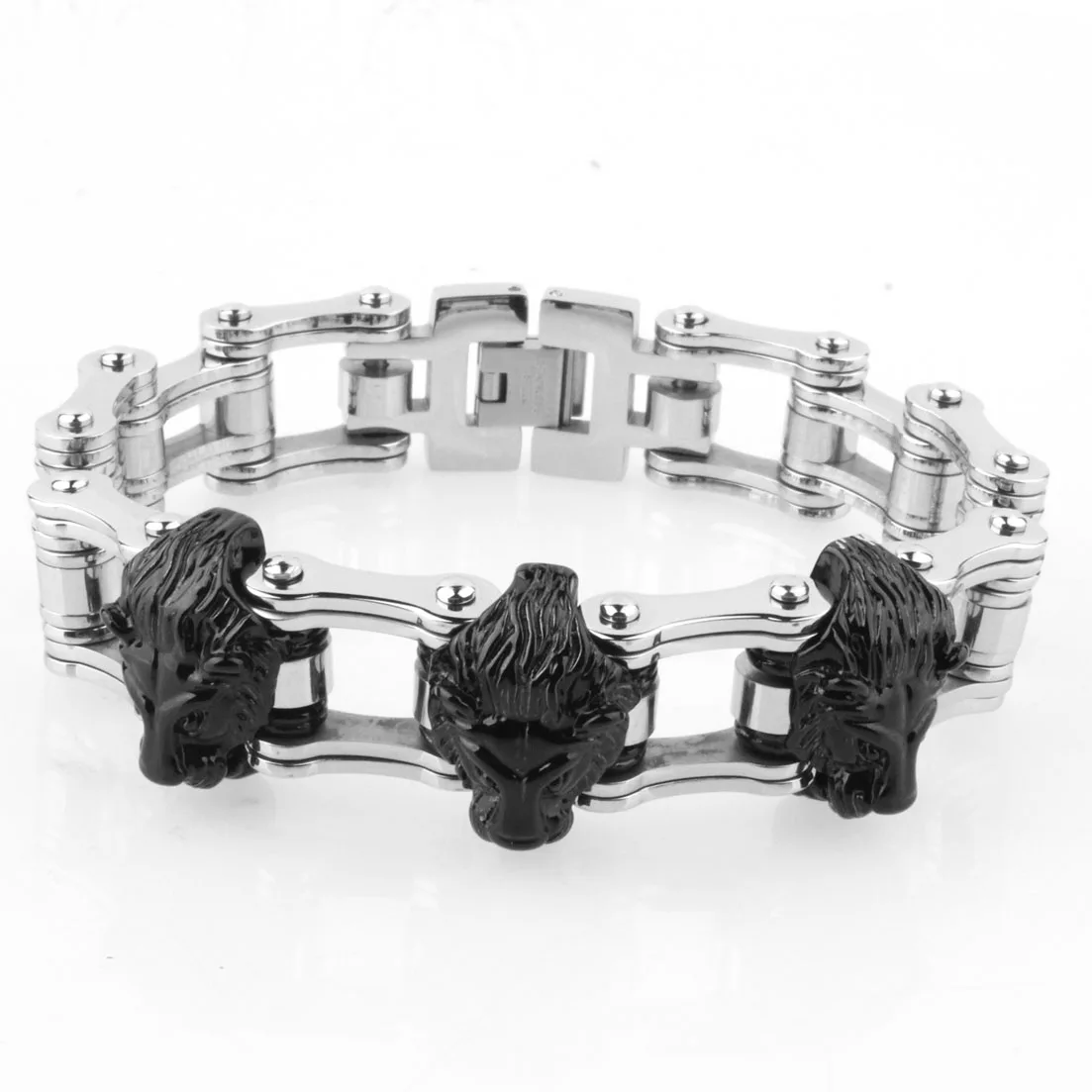 Fashion Black Lion Head Bike Chain Bracelets For Men 316 Stainless Steel Motorcycle Link Chain Bracelets
Fashion Black Lion Head Bike Chain Bracelets For Men 316 Stainless Steel Motorcycle Link Chain Bracelets