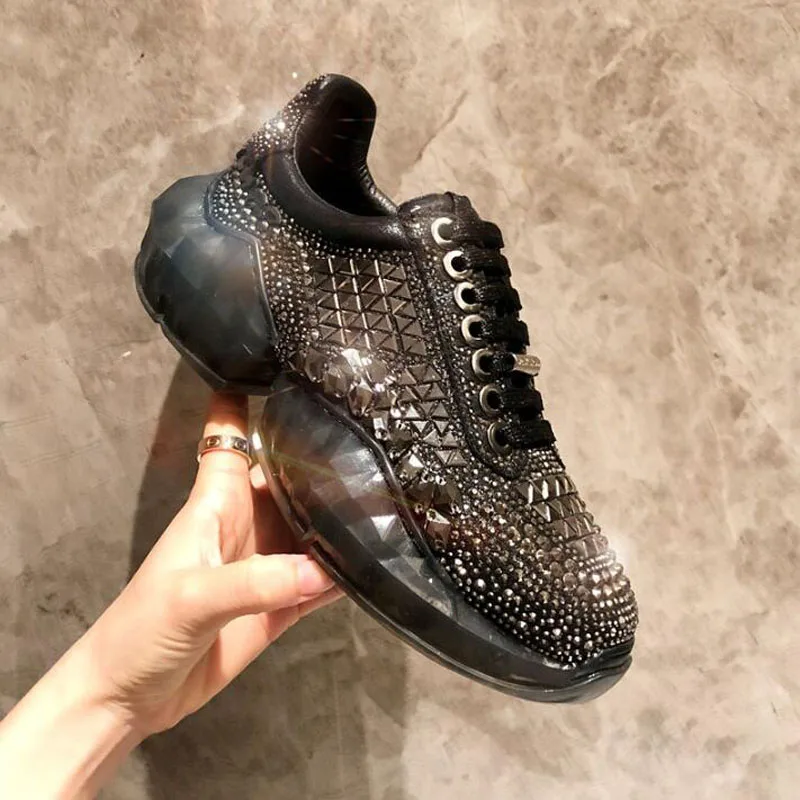 Glitter Silver Crystal Sneaker Women Silver Black High heels Rhinestone Platform Sneakers Women Soft Sole Crystal bottom Shoes
Glitter Silver Crystal Sneaker Women Silver Black High heels Rhinestone Platform Sneakers Women Soft Sole Crystal bottom Shoes