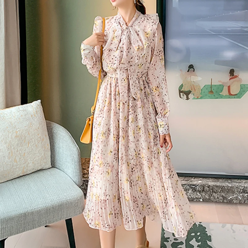 Women's Autumn Pullover Floral Print Chiffon Midi Dress Long Sleeve Elegant Casual Vestidos Femme Fashion Boho Beach Maxi Robe
Women's Autumn Pullover Floral Print Chiffon Midi Dress Long Sleeve Elegant Casual Vestidos Femme Fashion Boho Beach Maxi Robe