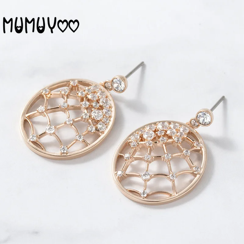 

SWA Fashion Jewelry High Quality New Charm Rose Gold Crystal Circle Women's Spider Web Earrings Earrings Female Jewelry Gift