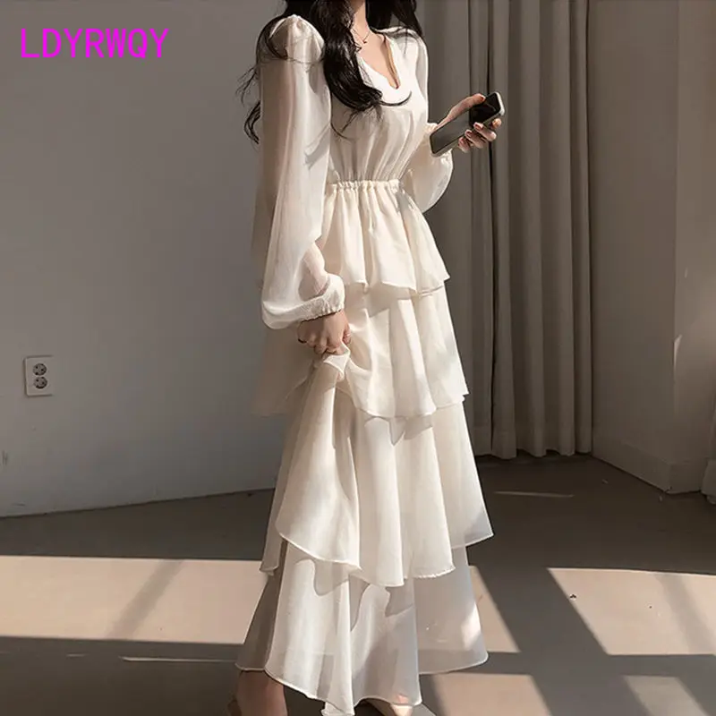 LDYRWQY Ladies' V-neck Long Sleeve Waist Waist Dress Cake Long 2021 Fall New French Long Dress Zippers Sheath
LDYRWQY Ladies' V-neck Long Sleeve Waist Waist Dress Cake Long 2021 Fall New French Long Dress Zippers Sheath