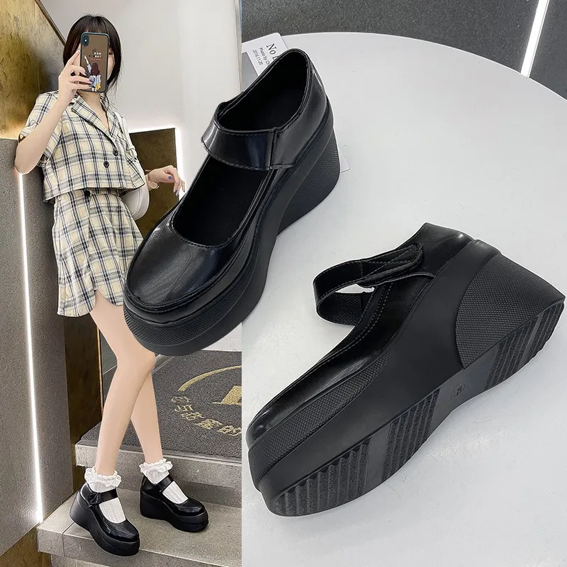 Black Chunky Platform Lolita Shoes Women 2021 Pu Leather Wedges High Heels Pumps Woman Japanese Style Mary Jane Shoes
Black Chunky Platform Lolita Shoes Women 2021 Pu Leather Wedges High Heels Pumps Woman Japanese Style Mary Jane Shoes
