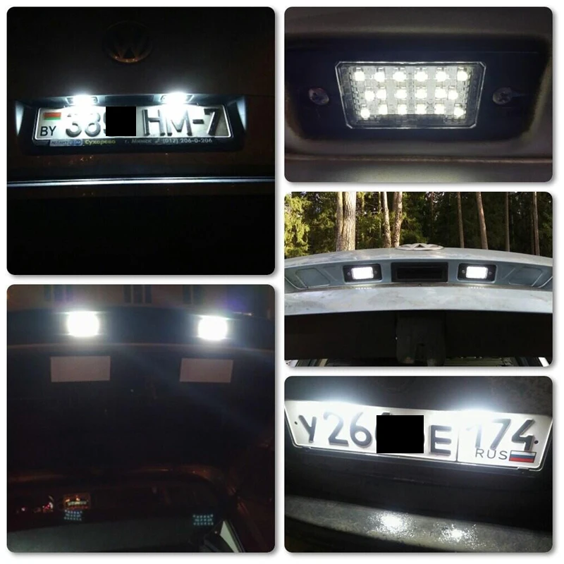 2pcs LED Number License Plate Light Lamp Error Free 1J5943021D 1J5943021A for VW Bora Golf 4 5 Wagon Passat Tiguan Touareg Mk1 - купить по