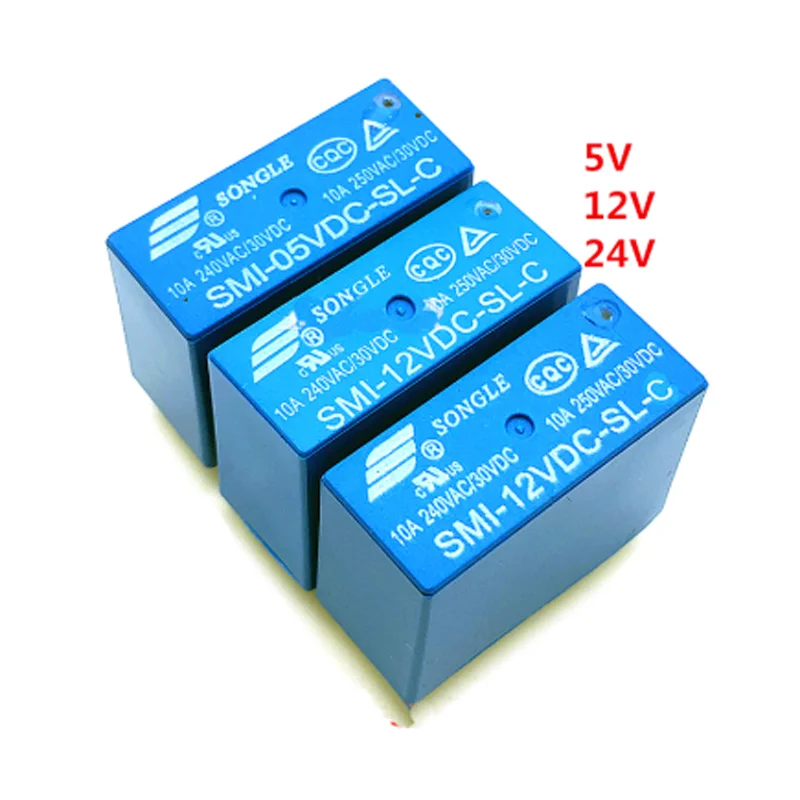 

100PCS Power Relay SRS PCB 5 Pins 5A 10A 5V 12V 24V SMI-05VDC-SL-C SMI-12VDC-SL-C SMI-24VDC-SL-C