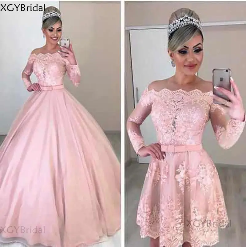 Pink Lace A Line Evening Dresses With Detachable Train Applique Sleeveless 2 in 1 Formal Prom Gown Vestidos De Festa 2021
Pink Lace A Line Evening Dresses With Detachable Train Applique Sleeveless 2 in 1 Formal Prom Gown Vestidos De Festa 2021