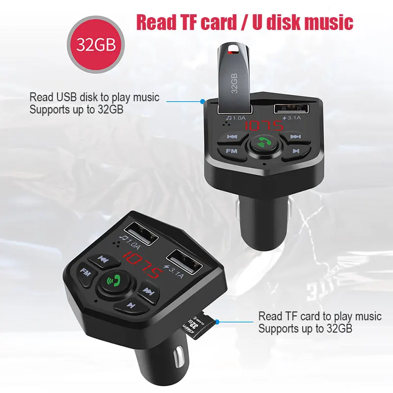 Car FM Transmitter Bluetooth 5.0 Dual USB Fast Charge Handsfree TF Card MP3 Player Adapter Car Charger Audio Stereo Music 
Car FM Transmitter Bluetooth 5.0 Dual USB Fast Charge Handsfree TF Card MP3 Player Adapter Car Charger Audio Stereo Music