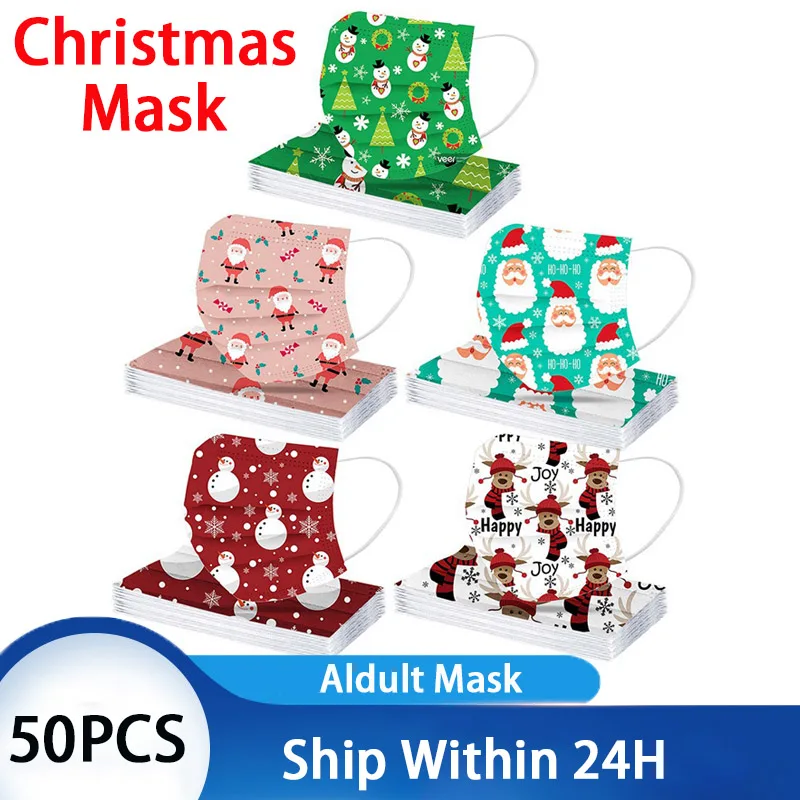 50PCS Disposable Christmas Masks for Adult Santa Claus Print Masque Mascarillas Desechables Non-woven Breathable Face Mouth Mask
50PCS Disposable Christmas Masks for Adult Santa Claus Print Masque Mascarillas Desechables Non-woven Breathable Face Mouth Mask
