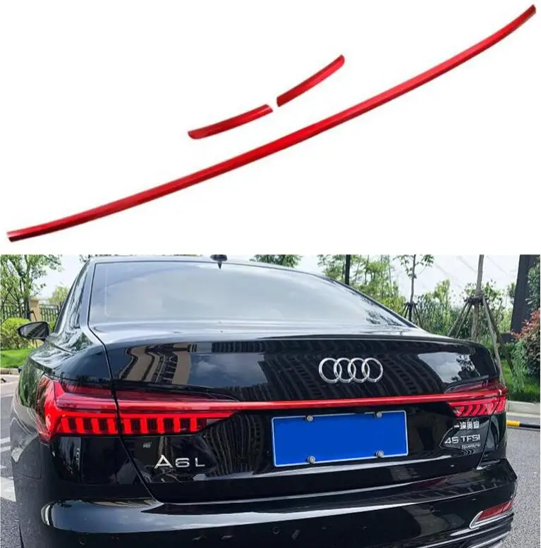 

3Pcs/set ABS Black / Red Through trunk Tail For Audi A6 S6 C8 2019 2020 2021 Rear Trunk Door Lid Taillight Lamp Cover Trims