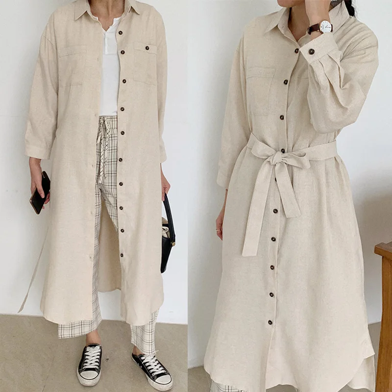 Temperament Lace Waist Hugging Linen/Cotton Shirt Dress Autumn Wrap Shirt Dress Office Lady Solid Color Clothing
Temperament Lace Waist Hugging Linen/Cotton Shirt Dress Autumn Wrap Shirt Dress Office Lady Solid Color Clothing