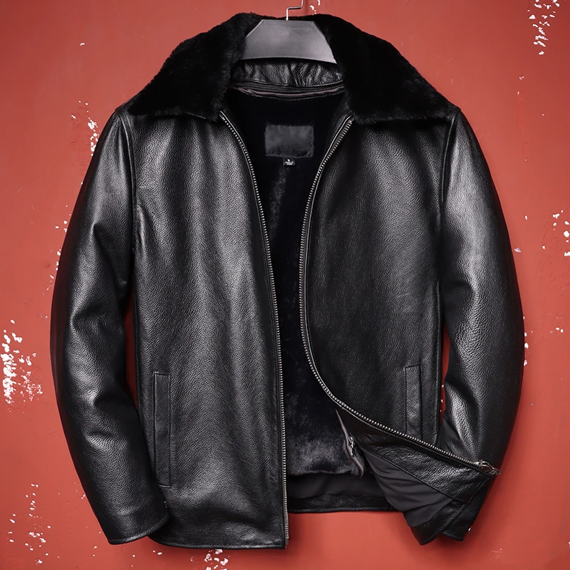 New Detachable Wool Collar With Detachable Plush Liner Leather Jacket Men's Genuine Cowhide Leather Jackets Warm Loose Coats
New Detachable Wool Collar With Detachable Plush Liner Leather Jacket Men's Genuine Cowhide Leather Jackets Warm Loose Coats