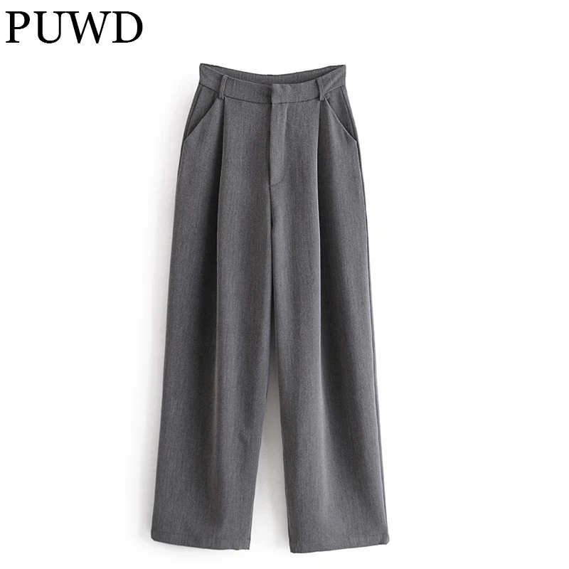 PUWD Commuter Women Unisex Pleated Pants 2021 Autumn Simple Casual Solid All-match Trousers Streetwear Loose Female Chic Bottoms
PUWD Commuter Women Unisex Pleated Pants 2021 Autumn Simple Casual Solid All-match Trousers Streetwear Loose Female Chic Bottoms