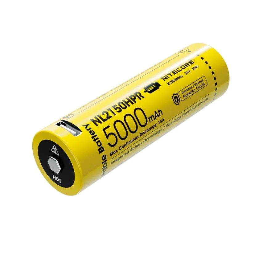 

NITECORE NL2150HPR 21700 USB-C Rechargeable Li-ion Battery 5000mAh 3.6V 18Wh 15A Continuous Discharger for E4K Flashlight