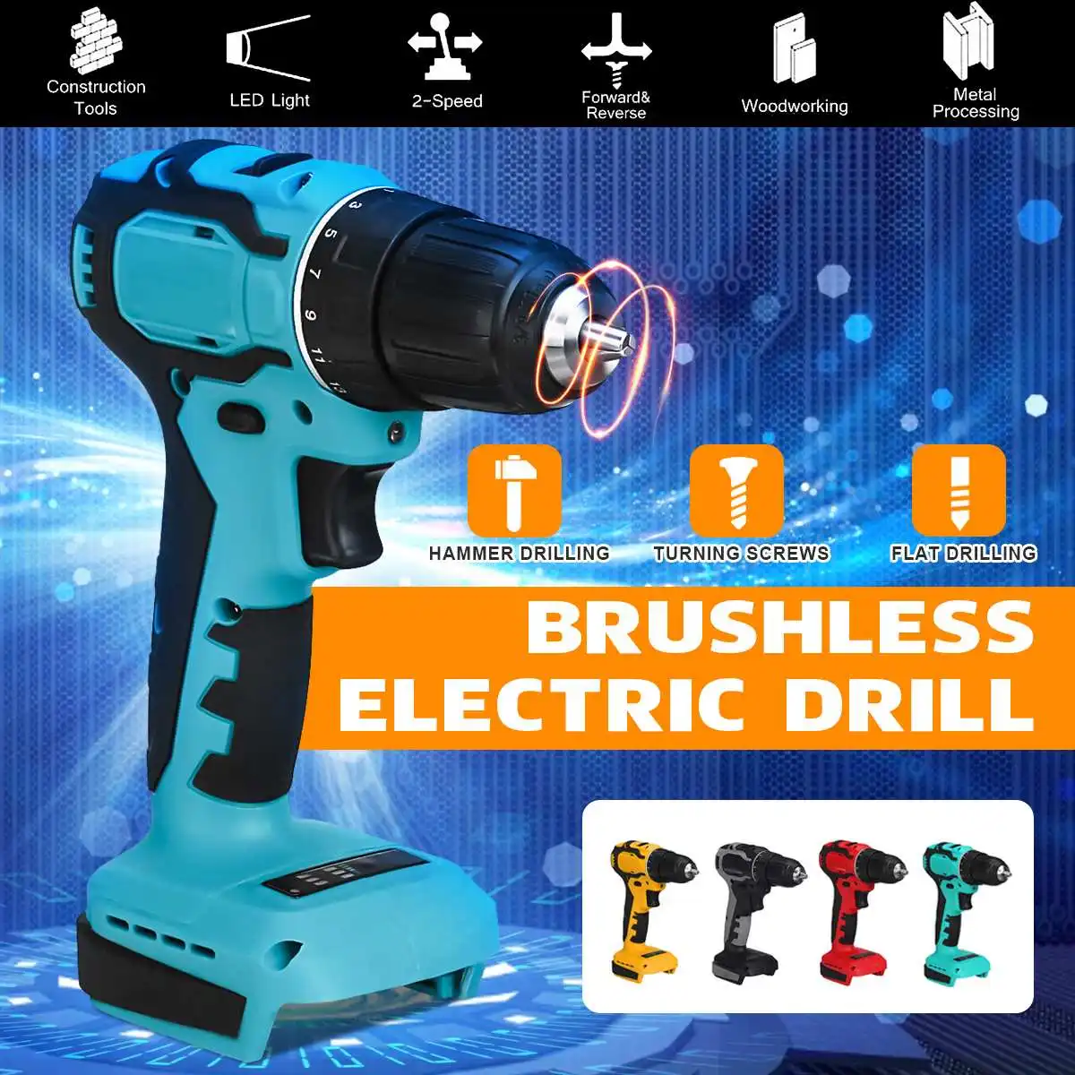 520Nm Electric Cordless Brushless Impact Drill Hammer Drill Screwdriver DIY Power Tool Rechargable For 18V Makita Battery
520Nm Electric Cordless Brushless Impact Drill Hammer Drill Screwdriver DIY Power Tool Rechargable For 18V Makita Battery
