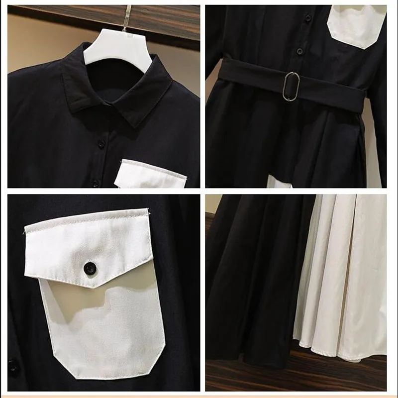 COCOEPPS Autumn Large Size Long Sleeve Office Dress Lady Black A Line Pleated Dress Women Casual Plus Size TurnDown Collar Dress
COCOEPPS Autumn Large Size Long Sleeve Office Dress Lady Black A Line Pleated Dress Women Casual Plus Size TurnDown Collar Dress