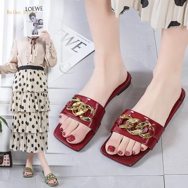 Za Women's Shoes Black Charm Flat Sandal Slippers Fashion Open Toe Golden Chain Outer Wear One-Word Sandals Travel Summer
Za Women's Shoes Black Charm Flat Sandal Slippers Fashion Open Toe Golden Chain Outer Wear One-Word Sandals Travel Summer