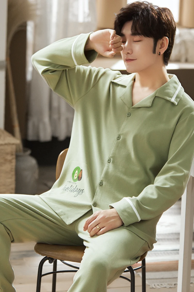 For Big Boys Autumn Cotton Avocado Sleepwear Men's Comfortable Pajamas Loose Large Size Long-sleeved Casual Home Clothes 
For Big Boys Autumn Cotton Avocado Sleepwear Men's Comfortable Pajamas Loose Large Size Long-sleeved Casual Home Clothes