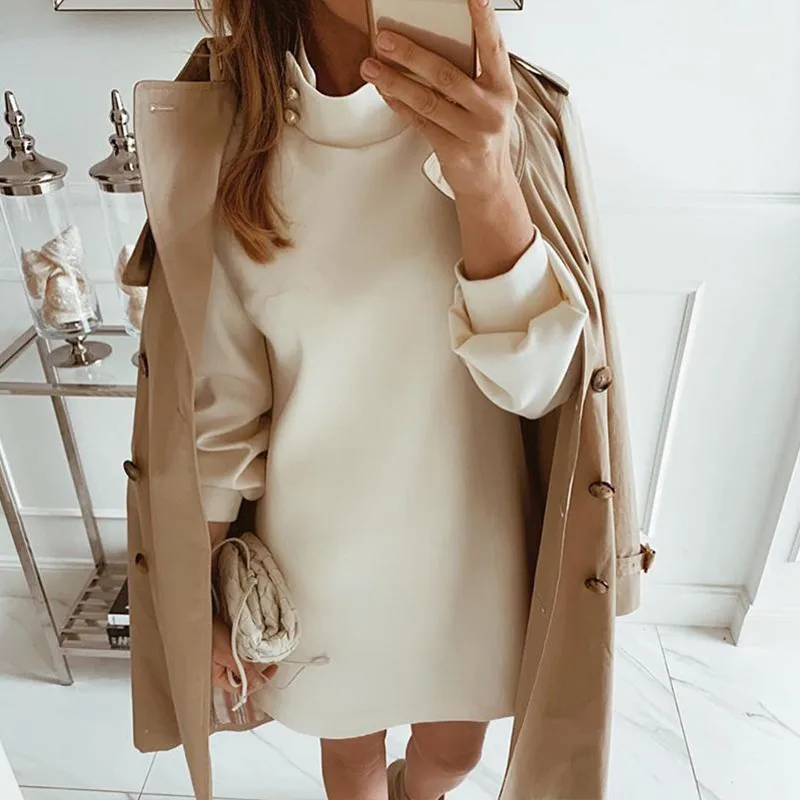 Office Lady Dress Elegant Button Turtleneck Autumn Winter Dress Women New Fashion Sequins Long Sleeve A-Line Party Dress Vestido
Office Lady Dress Elegant Button Turtleneck Autumn Winter Dress Women New Fashion Sequins Long Sleeve A-Line Party Dress Vestido