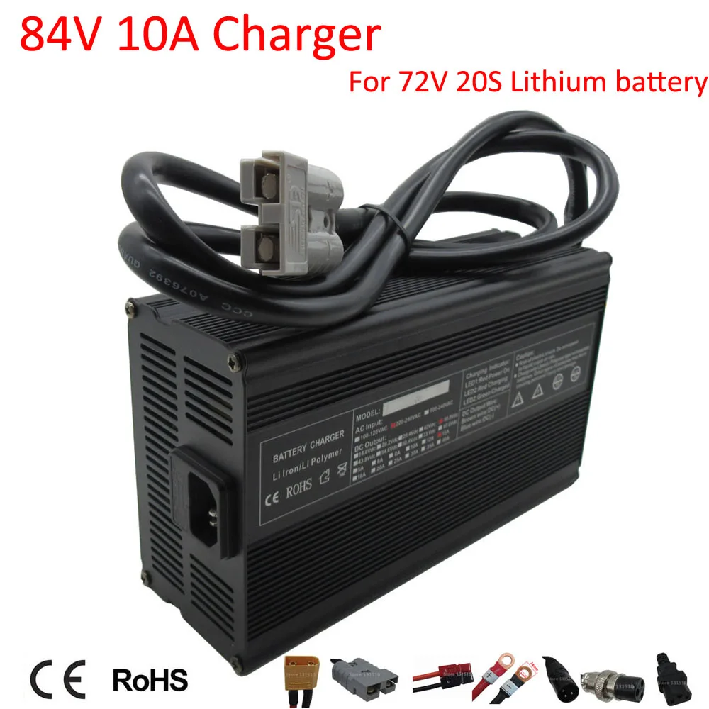 900W 72V 10A литий Зарядное устройство Выход 84V интеллектуального быстродействующего