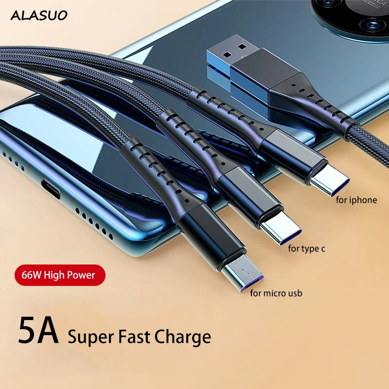 5A USB Cable for iPhone Charger Fast Charging Micro USB Type C Cable For Huawei Samsung S10 Xiaomi 8 Pin Lighting Cord 3 in 1
5A USB Cable for iPhone Charger Fast Charging Micro USB Type C Cable For Huawei Samsung S10 Xiaomi 8 Pin Lighting Cord 3 in 1