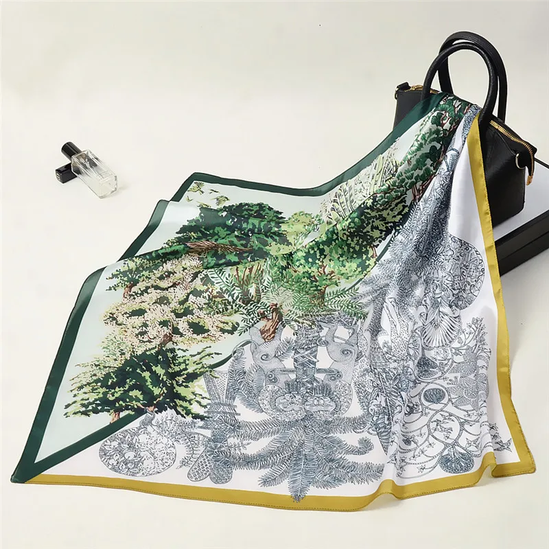 POBING Silk Scarf Woman Forest Animals Print Square Scarves Luxury Bandanas Small Hijab Foulards Lady Tie Headband 53x53CM
POBING Silk Scarf Woman Forest Animals Print Square Scarves Luxury Bandanas Small Hijab Foulards Lady Tie Headband 53x53CM