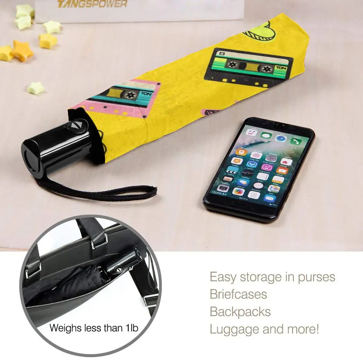 Wind Resistant Fully-Automatic Umbrella 70's 80's Cassette Tape Vintage Retro Rain 3 Folding Parasol Travel Car Umbrella
Wind Resistant Fully-Automatic Umbrella 70's 80's Cassette Tape Vintage Retro Rain 3 Folding Parasol Travel Car Umbrella