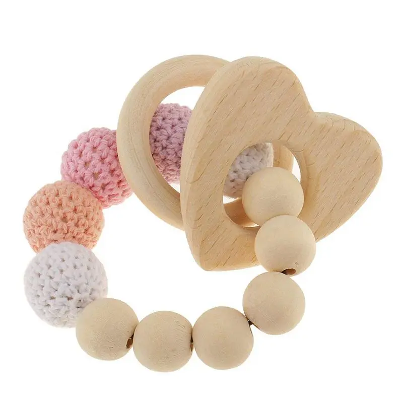 1 pc pearl teething rings wooden infant rattle toy baby teething accessories - multicolored - heart 
1 pc pearl teething rings wooden infant rattle toy baby teething accessories - multicolored - heart