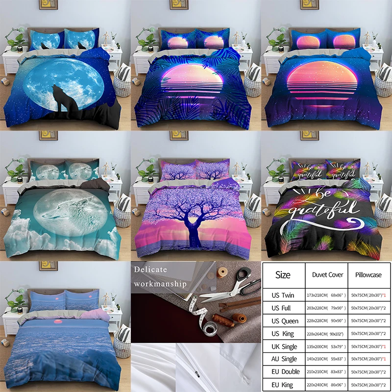 Sunset Palm Bedding Sets Duvet Cover Moon Wolf Pattern Bedclothes Twin/Queen/King Size Bed Room For Kids Home
Sunset Palm Bedding Sets Duvet Cover Moon Wolf Pattern Bedclothes Twin/Queen/King Size Bed Room For Kids Home