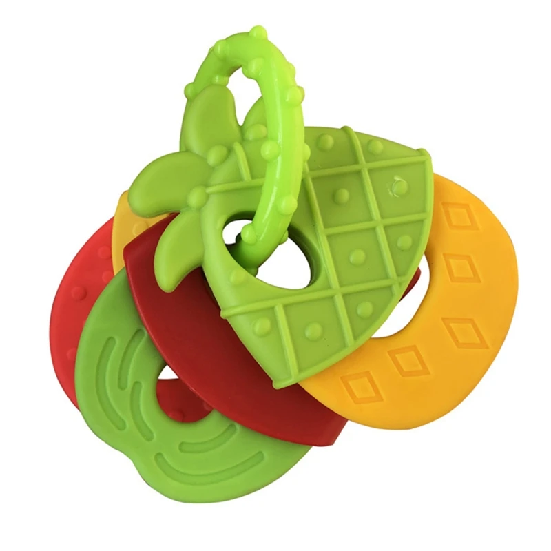 Baby Fruit Style Soft Rubber Rattle Teether Toy Newborn Chews Food Grade Silicone Teethers Infant Training Bed Chew Toys Kid | Мать и