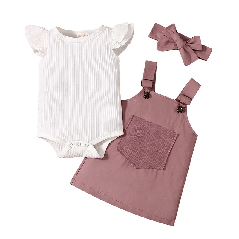 Toddler Girls Summer Outfit Sets White Flying Sleeve Ribbed Romper Suspender Dress Bowknot Headband
Toddler Girls Summer Outfit Sets White Flying Sleeve Ribbed Romper Suspender Dress Bowknot Headband