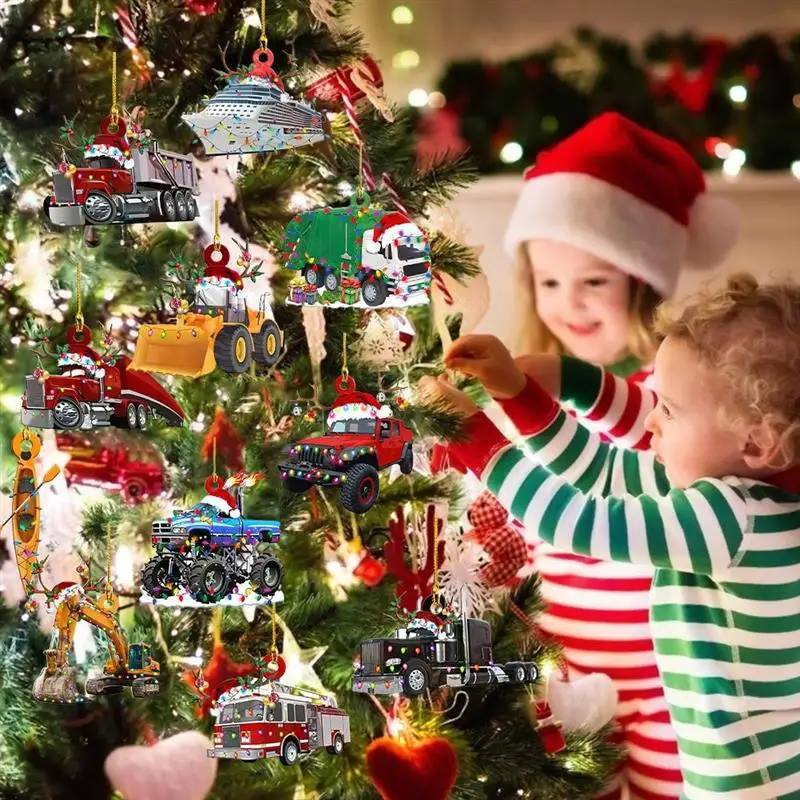 Christmas Tree Wood Decor Truck Steamship Excavator Fire Truck Jeep Hanging Pendant for Family Holiday Xmas Party Gift 
Christmas Tree Wood Decor Truck Steamship Excavator Fire Truck Jeep Hanging Pendant for Family Holiday Xmas Party Gift