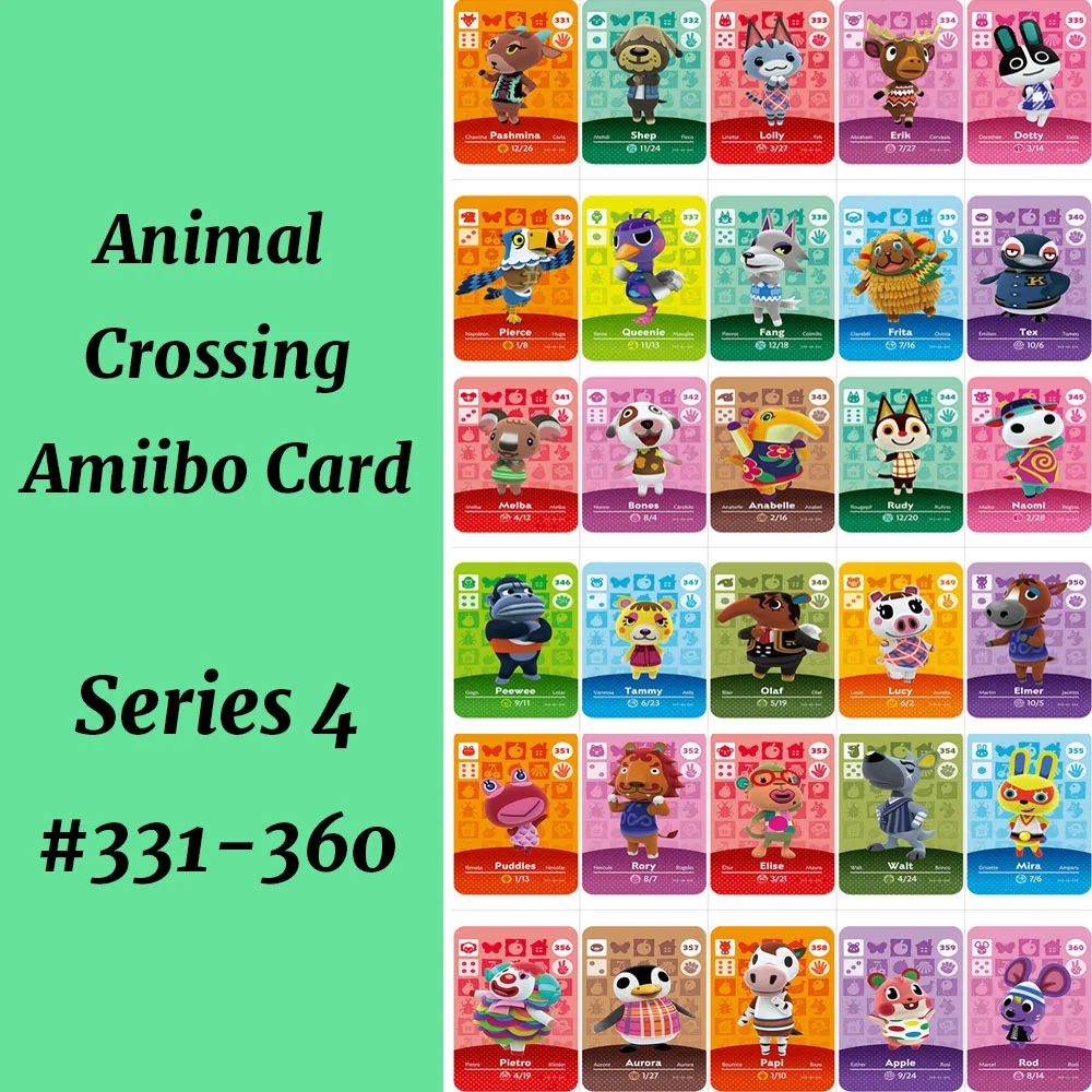Карточка Amiibo для скрещивания животных серия 4 (331 360) NS карточка подходит Games Villager