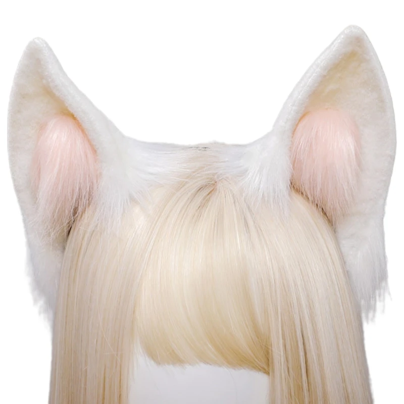 

F3MF с мехом лисы уши принтом в виде кота для девочек, голова для косплея аксессуары Kawaii с кошачьими ушками Головные уборы с длинноворсовым мехом; Животный ролевая игра головной убор