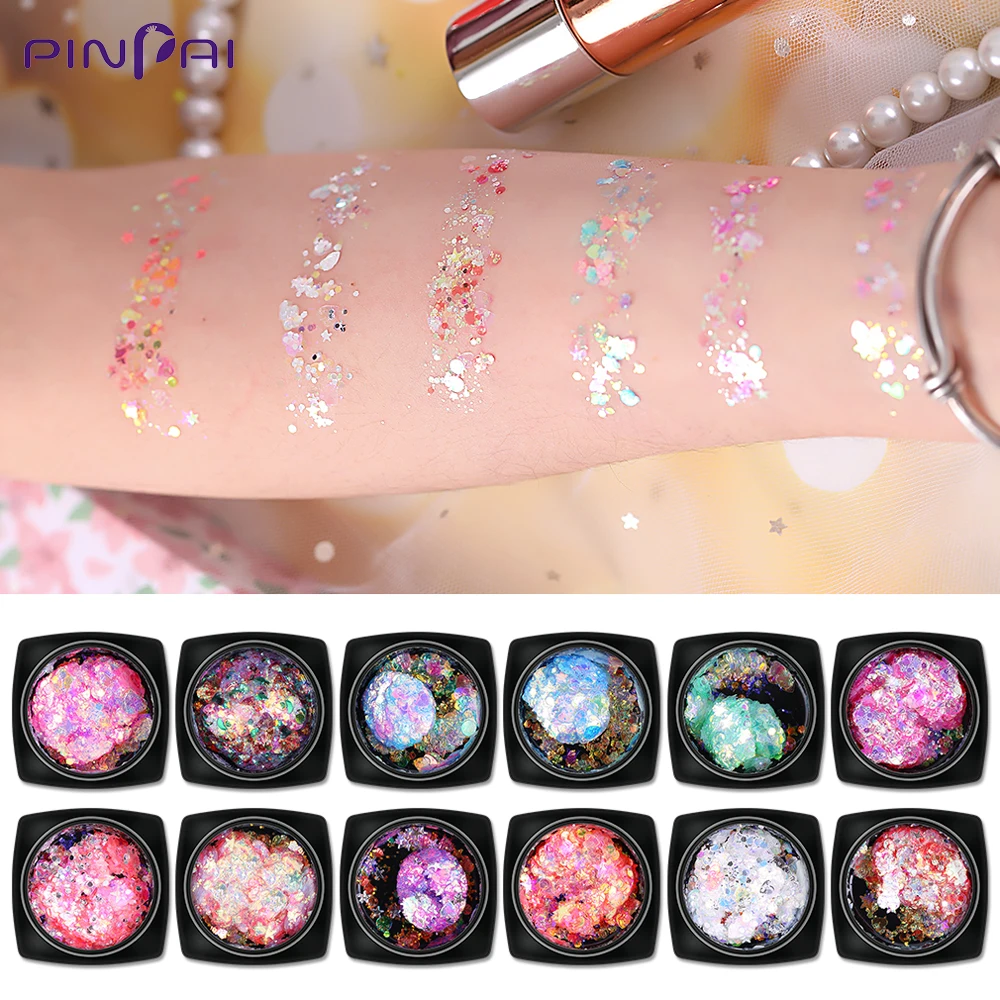 Holo Glitter Nail Sequins Powder Star Moon Heart Mix Art Foil Flakes Paillette Self-adhesive Decoration F579 | Красота и здоровье