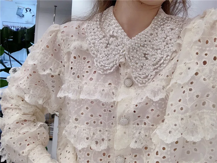 Lace Edge Pearl Buckle Cardigan 2021 Korean Style Fashion Bead Shirt Collar Women's Tops Sweet Temperament Long Sleeve Blouse
Lace Edge Pearl Buckle Cardigan 2021 Korean Style Fashion Bead Shirt Collar Women's Tops Sweet Temperament Long Sleeve Blouse