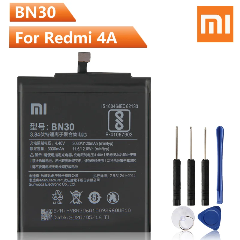 Оригинальный сменный аккумулятор Xiao Mi BN30 для Xiaomi redmi Hongmi 4A Redrice перезаряжаемая