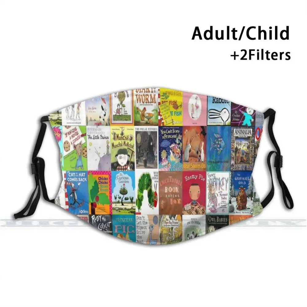 

Children Picture Book Covers Fashion Print Reusable Funny Pm2.5 Filter Mouth Face Mask Literature Reading Books