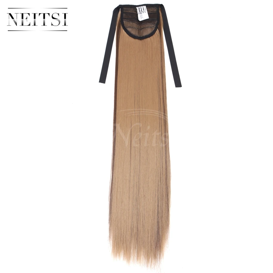 

Neitsi 22'' 1pc Straight Włosy Clip In Synthetic Resistant Ponytail F10/22 Color Drawstring Hairpiece Hair Extensions