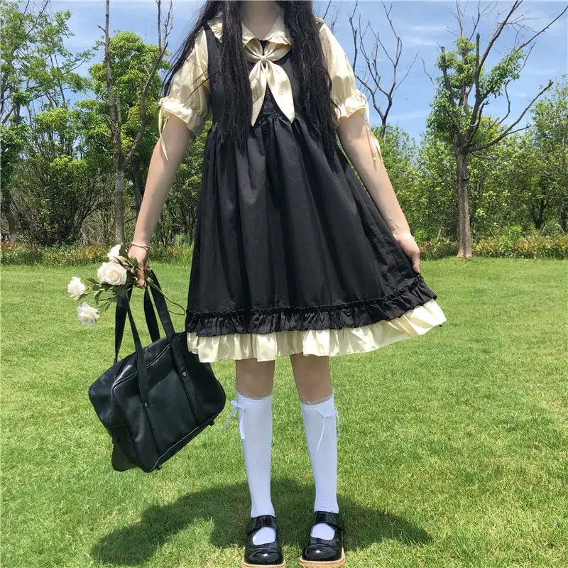 Kawaii Lolita Dress QWEEK Black Dress Harajuku Gothic Dresses Peter Pan Collar Comiket Dresses Anime Student Clothes Girls 2022
Kawaii Lolita Dress QWEEK Black Dress Harajuku Gothic Dresses Peter Pan Collar Comiket Dresses Anime Student Clothes Girls 2022