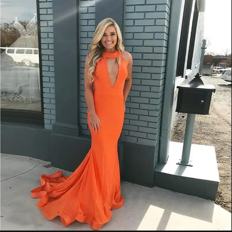 Long Evening Dress Mermaid Style O-neck Sweep Train Sleeveless Orange Vestido De Noche Formal Evening Prom Party Gowns
Long Evening Dress Mermaid Style O-neck Sweep Train Sleeveless Orange Vestido De Noche Formal Evening Prom Party Gowns