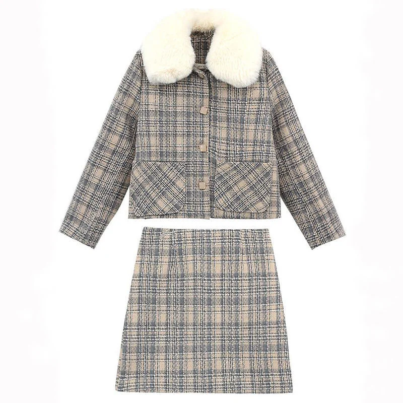 Fashion Women Autumn Winter Dress Suit Office Party Outfit Single Breasted Plaid Short Tweed Woolen Jacket and Skirt 2 Piece Set
Fashion Women Autumn Winter Dress Suit Office Party Outfit Single Breasted Plaid Short Tweed Woolen Jacket and Skirt 2 Piece Set