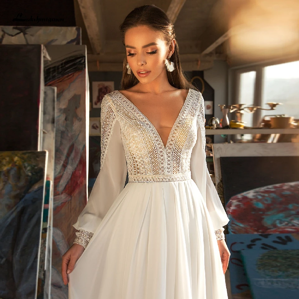 Lakshmigown Puffy Long Sleeve Dress Women Boho Wedding Dresses 2021 Vestido Sexy Bridal Wedding Gown V-Neck Backless Lace Bodice
Lakshmigown Puffy Long Sleeve Dress Women Boho Wedding Dresses 2021 Vestido Sexy Bridal Wedding Gown V-Neck Backless Lace Bodice