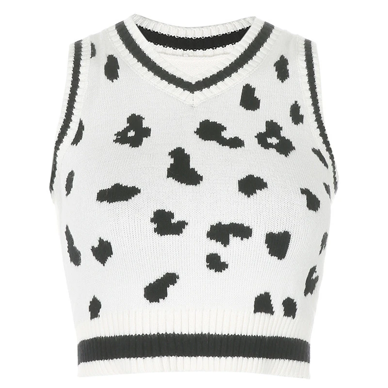 Kawaii Knitted Y2K Aesthetic Crop Top Cow Print Sweater Vest for Women Cute Ladies V Neck Pullover Vintage 2000s Pullover Vest
Kawaii Knitted Y2K Aesthetic Crop Top Cow Print Sweater Vest for Women Cute Ladies V Neck Pullover Vintage 2000s Pullover Vest