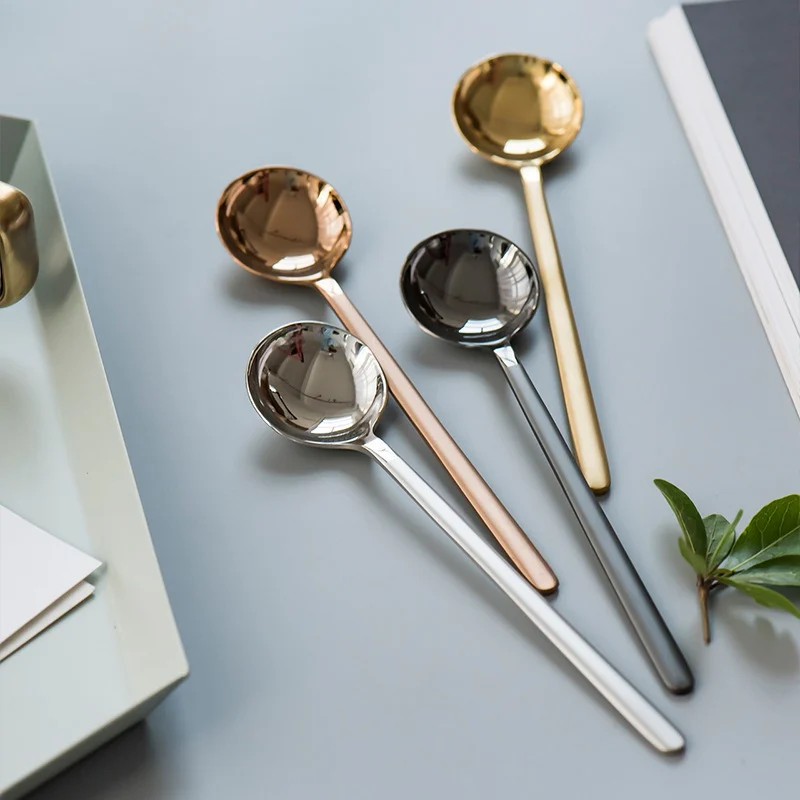 Ice Cream Spoon Cutlery Vacuum Plating Stainless Steel Coffee Spoon ong Handle Round Tea Spoon Kitchen Hot Drinking Flatware
Ice Cream Spoon Cutlery Vacuum Plating Stainless Steel Coffee Spoon ong Handle Round Tea Spoon Kitchen Hot Drinking Flatware