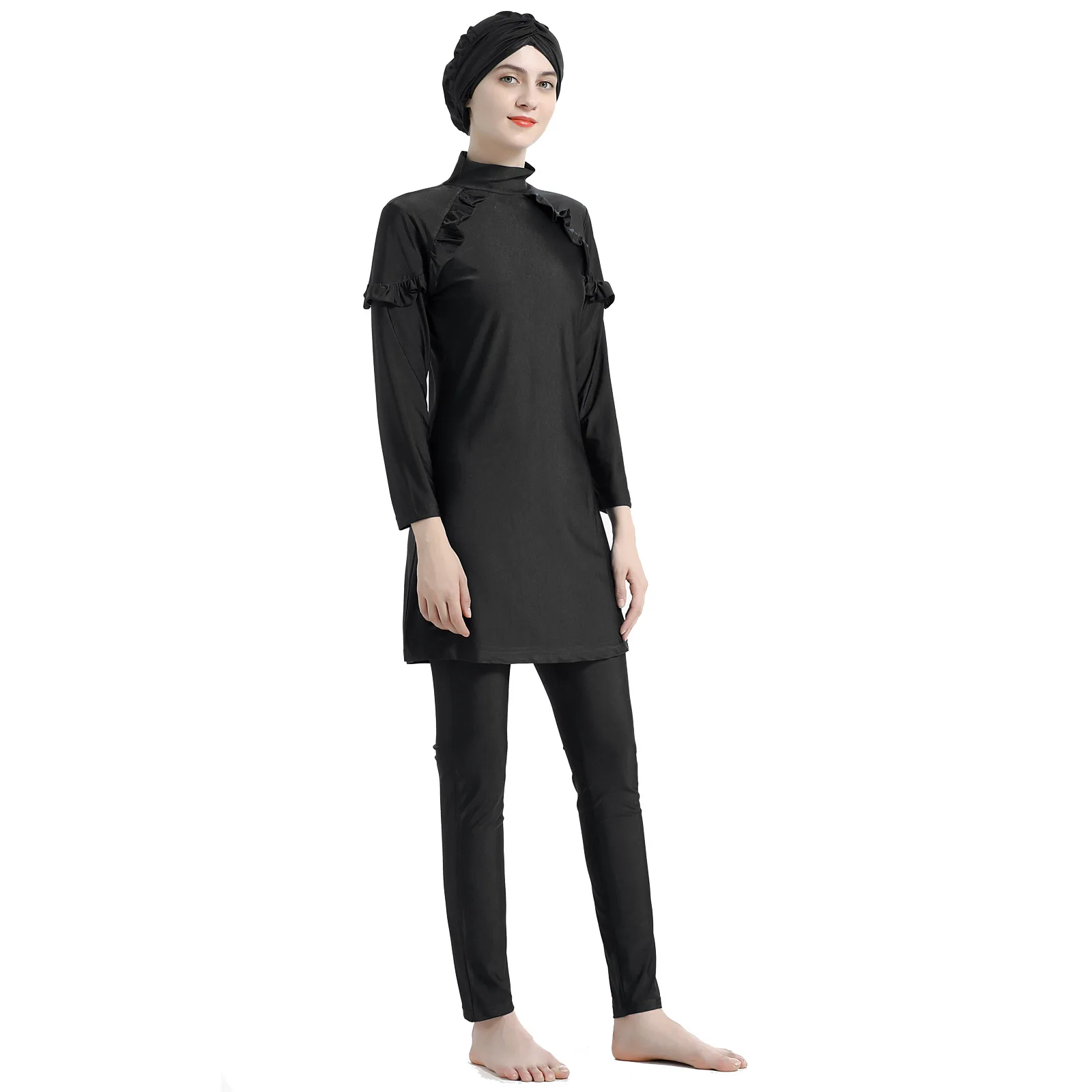 2021 new Spring Summer Long sleeve solid black Muslim Swimwear Womens Muslim Swimsuit Burkini
2021 new Spring Summer Long sleeve solid black Muslim Swimwear Womens Muslim Swimsuit Burkini