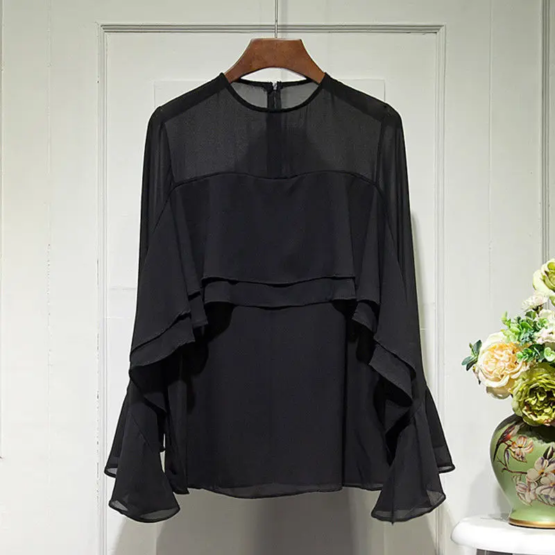 Black Chiffon Women Blouse Summer New Solid Ruffles Patchwork Loose Elegant Office Lady Pulls Outwear Tops
Black Chiffon Women Blouse Summer New Solid Ruffles Patchwork Loose Elegant Office Lady Pulls Outwear Tops