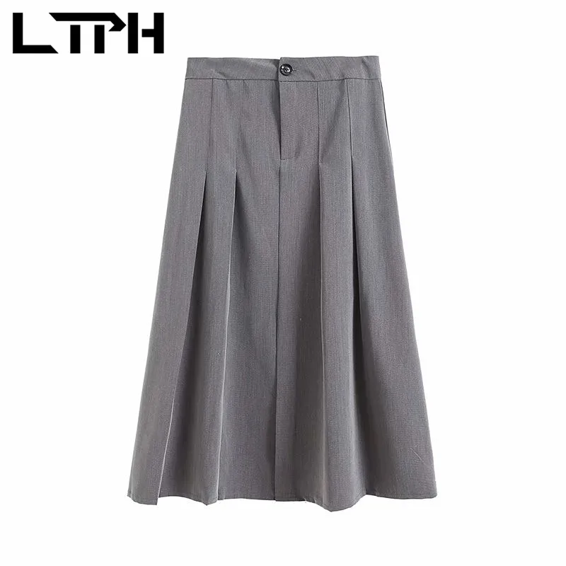 LTPH ins fashion Korean gray high waist A-line skirt women Office lady mid-length button zipper pleated skirts 2021 Summer New
LTPH ins fashion Korean gray high waist A-line skirt women Office lady mid-length button zipper pleated skirts 2021 Summer New